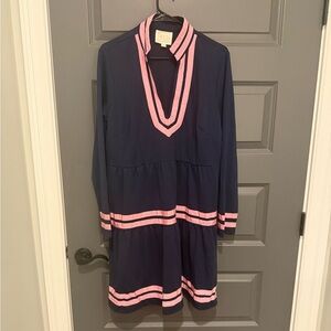 Sail to Sable Navy Dress with Pink Trim